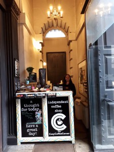 Coffee shop at St Mary Woolnorth, City of London © B Payne April 2019