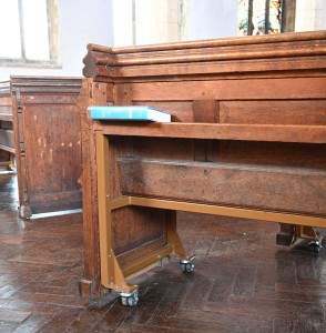 pews on wheels at Terrington St Clements, Norfolk