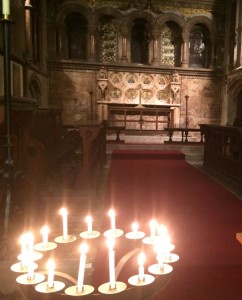 St Thomas, candles burning